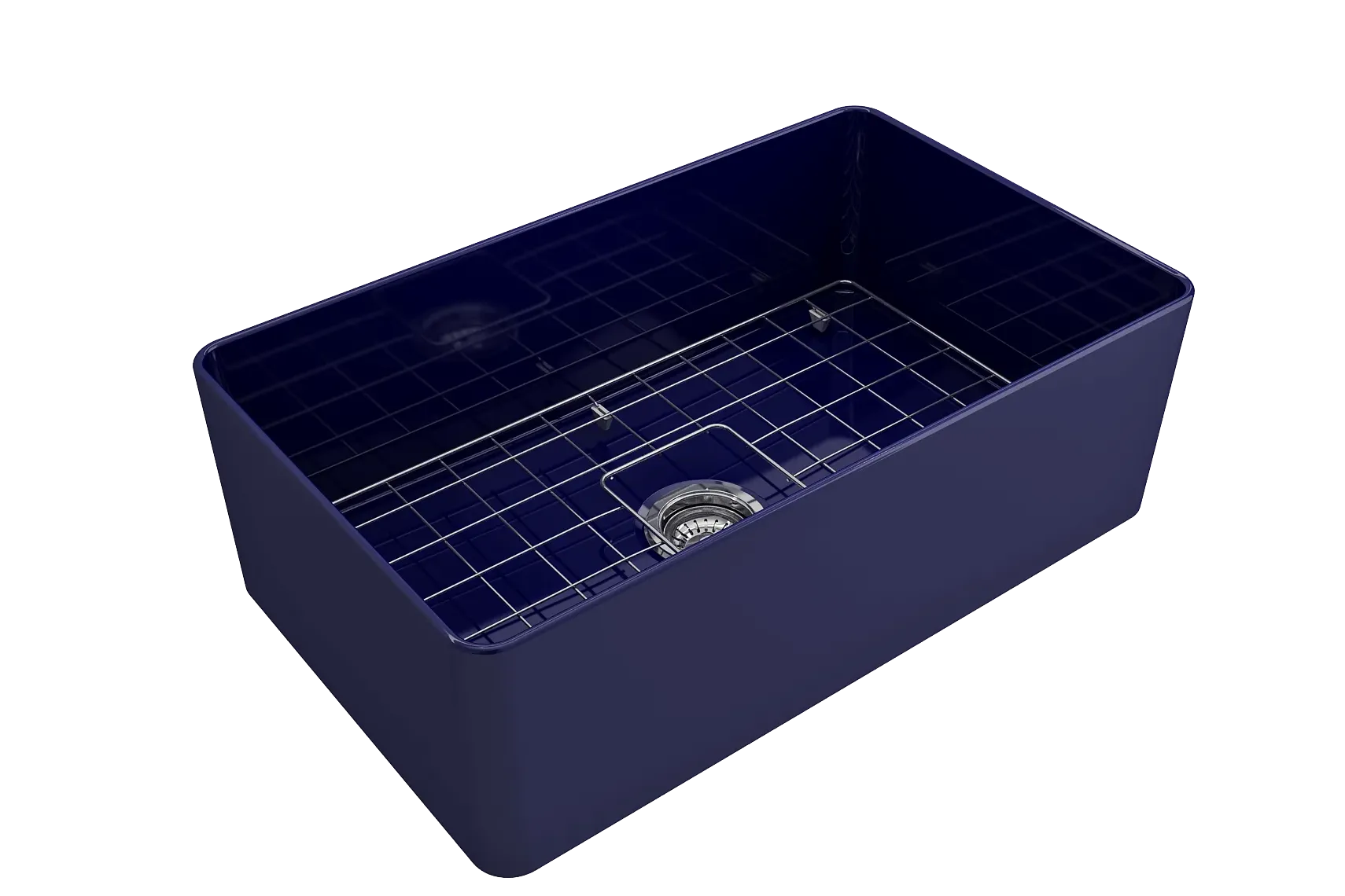BOCCHI Aderci Ultra-Slim 30" Fireclay Farmhouse Sink, Sapphire Blue, 1481-010-0120