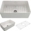 BOCCHI Aderci Ultra-Slim 30" Fireclay Farmhouse Sink, White, 1481-001-0120