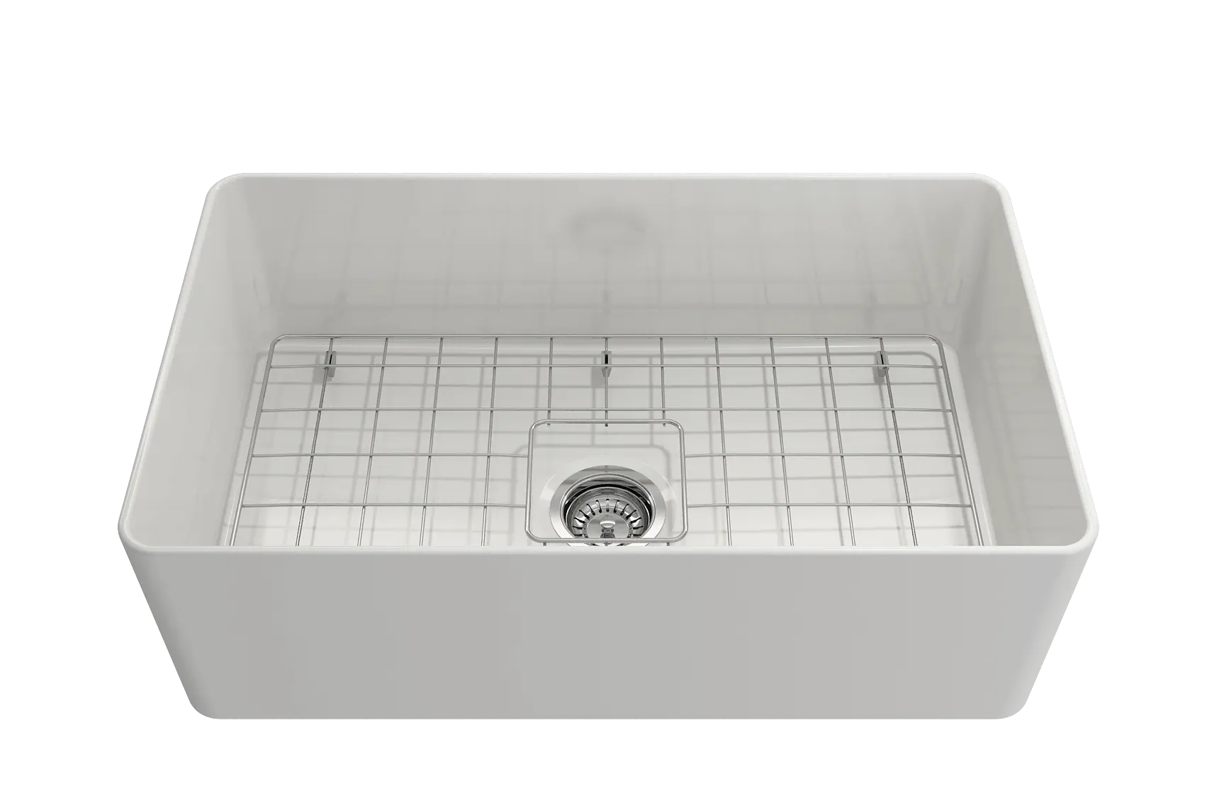 BOCCHI Aderci Ultra-Slim 30" Fireclay Farmhouse Sink, White, 1481-001-0120