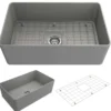 BOCCHI Aderci Ultra-Slim 30" Fireclay Farmhouse Sink, Matte Gray, 1481-006-0120