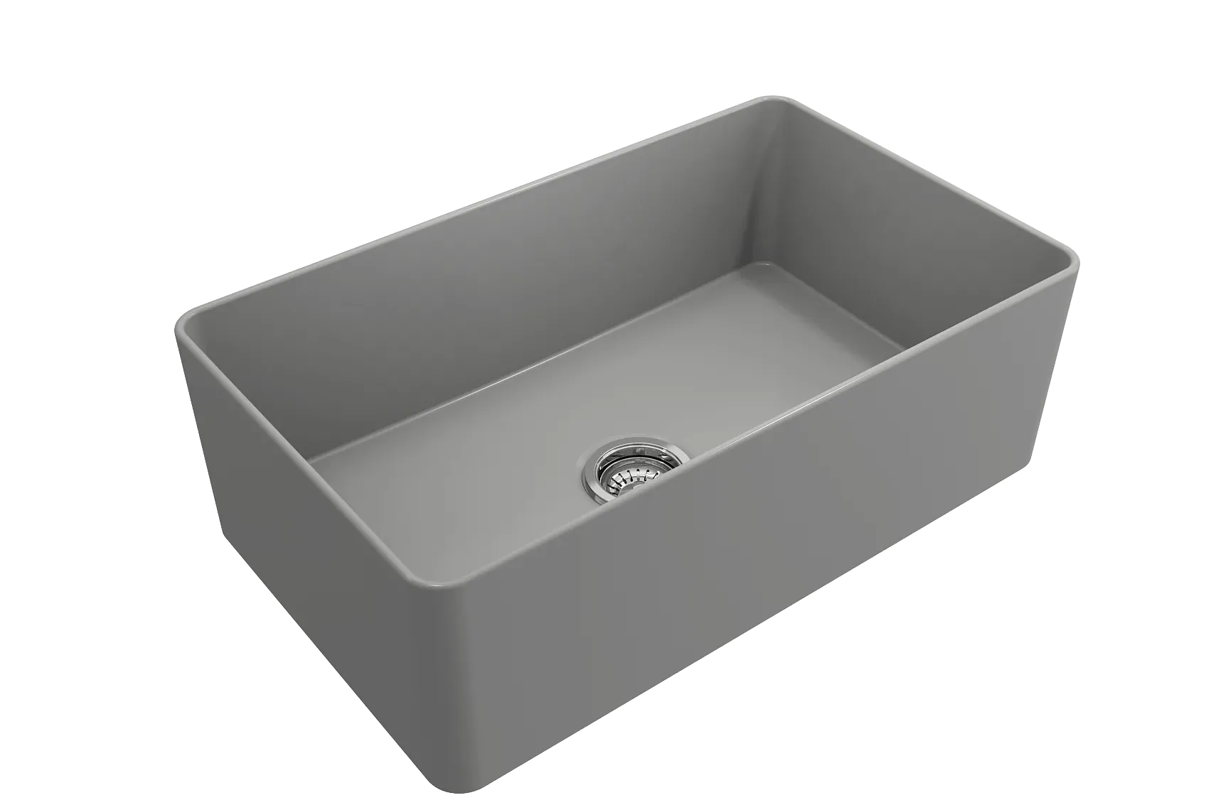 BOCCHI Aderci Ultra-Slim 30" Fireclay Farmhouse Sink, Matte Gray, 1481-006-0120