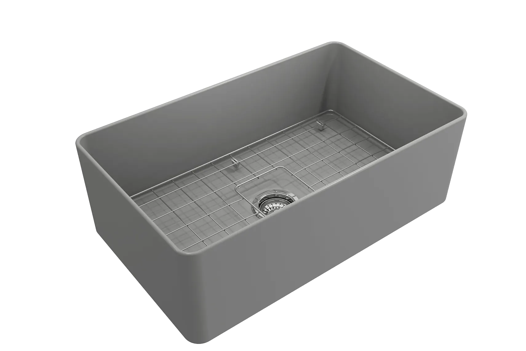 BOCCHI Aderci Ultra-Slim 30" Fireclay Farmhouse Sink, Matte Gray, 1481-006-0120