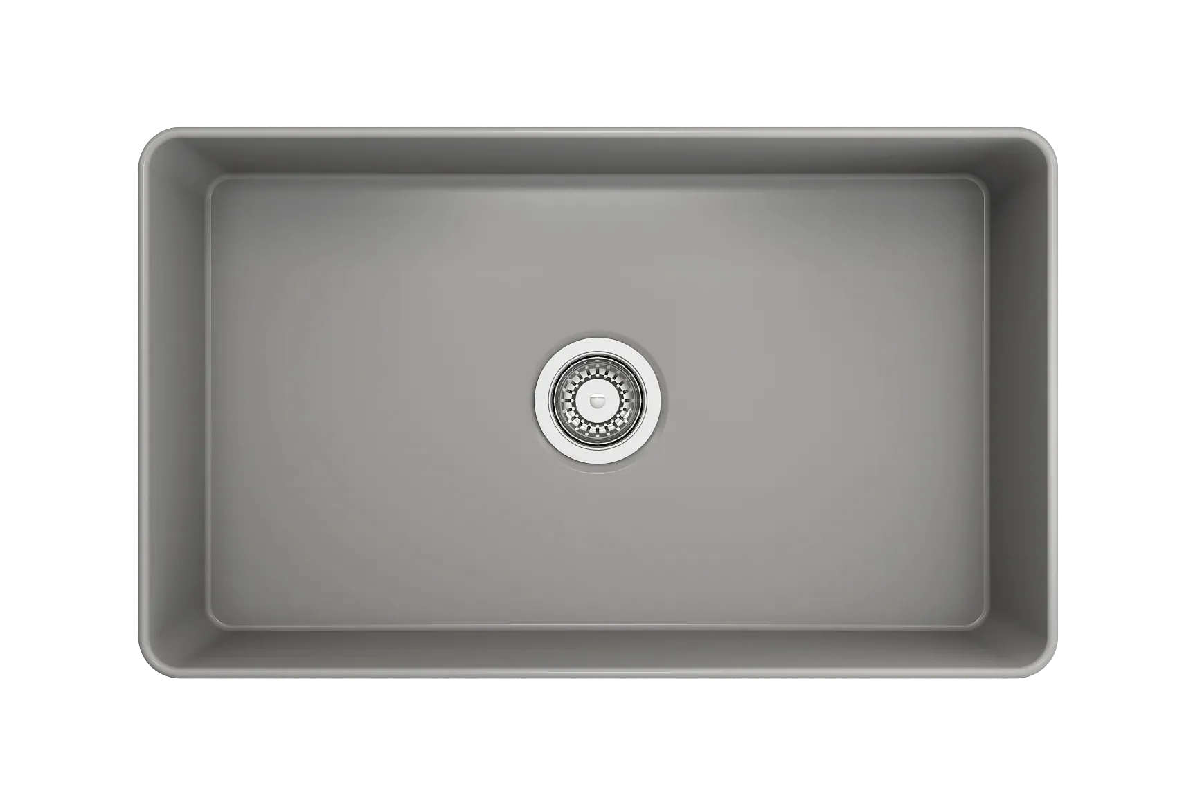 BOCCHI Aderci Ultra-Slim 30" Fireclay Farmhouse Sink, Matte Gray, 1481-006-0120