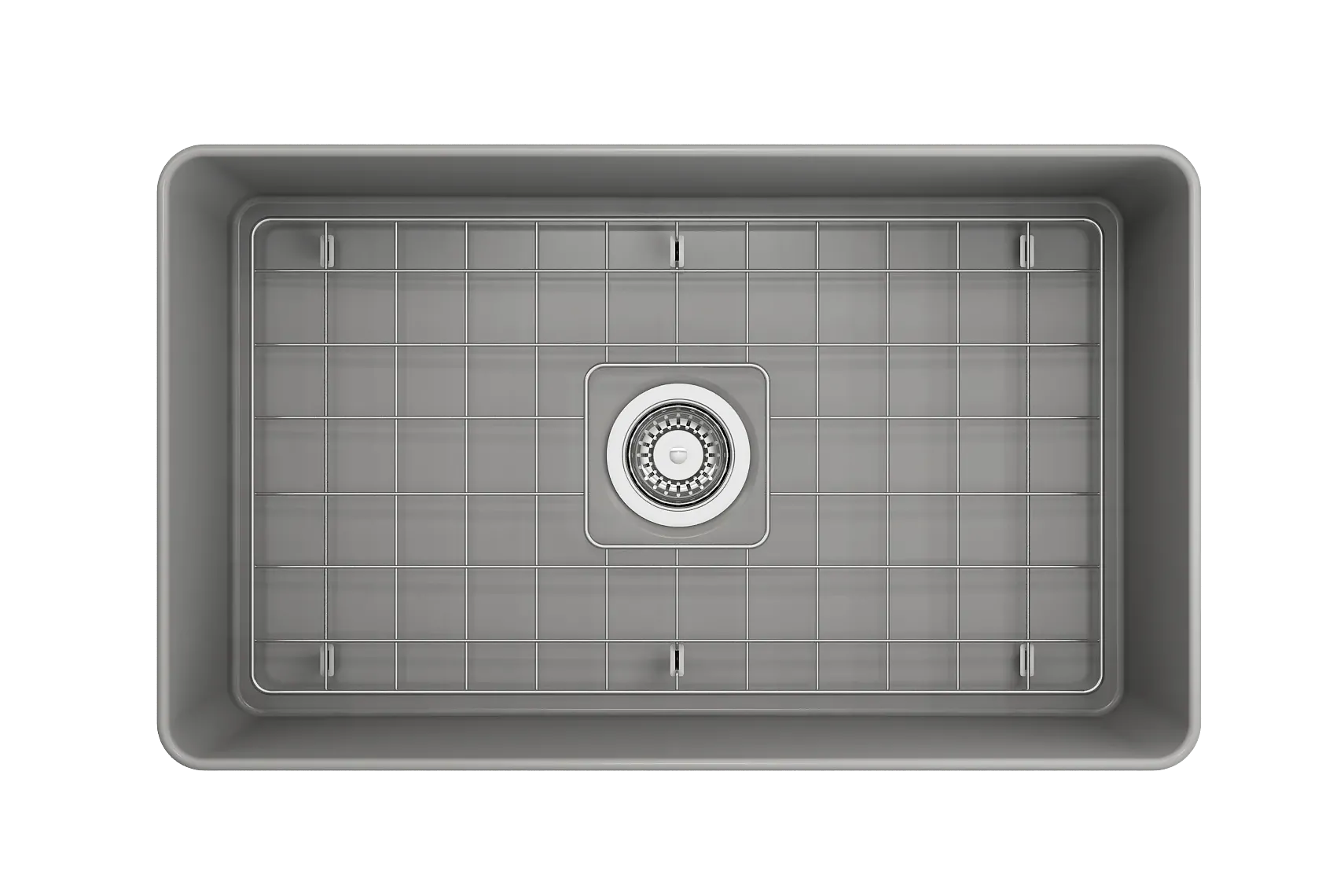 BOCCHI Aderci Ultra-Slim 30" Fireclay Farmhouse Sink, Matte Gray, 1481-006-0120