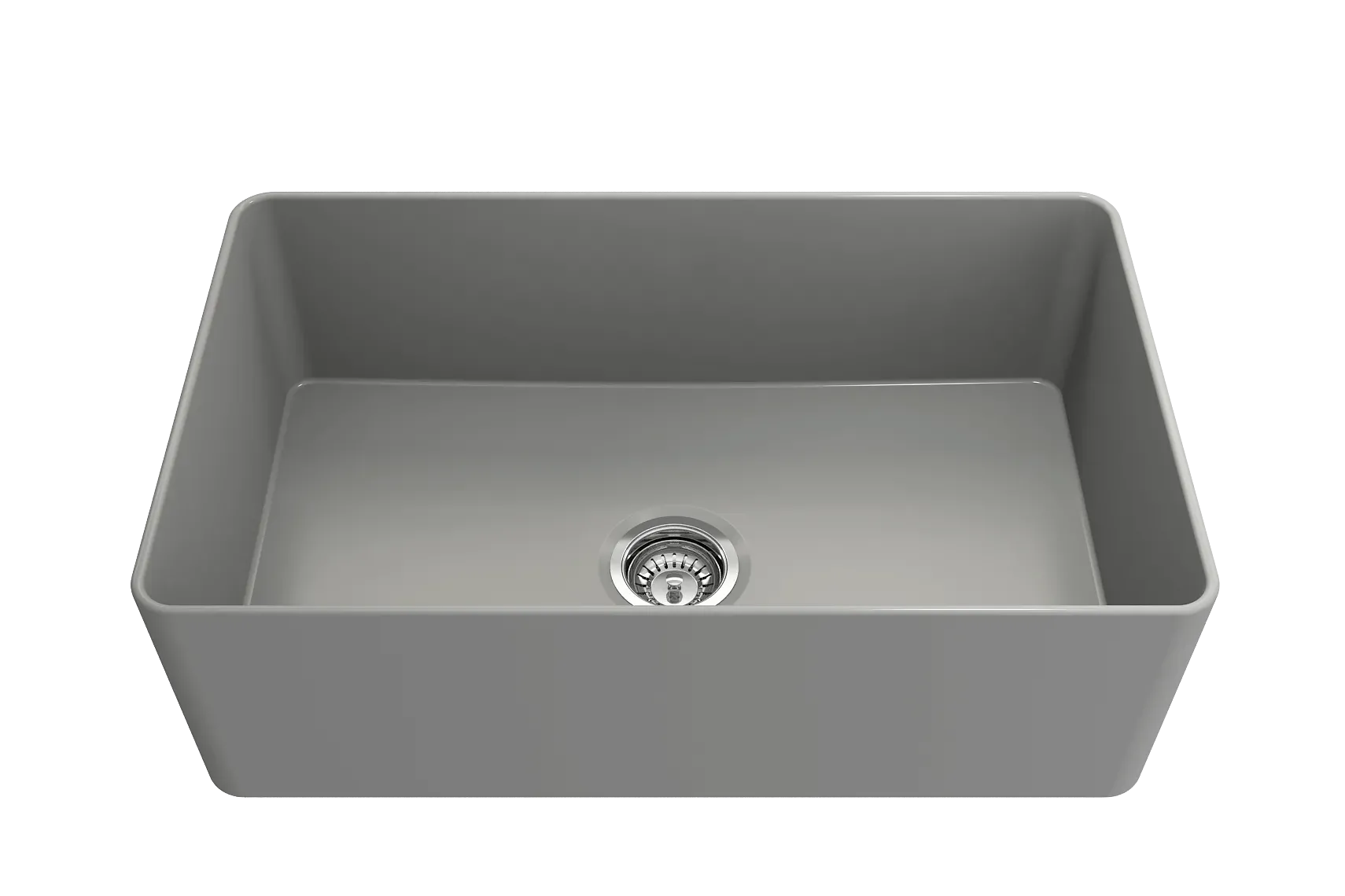 BOCCHI Aderci Ultra-Slim 30" Fireclay Farmhouse Sink, Matte Gray, 1481-006-0120