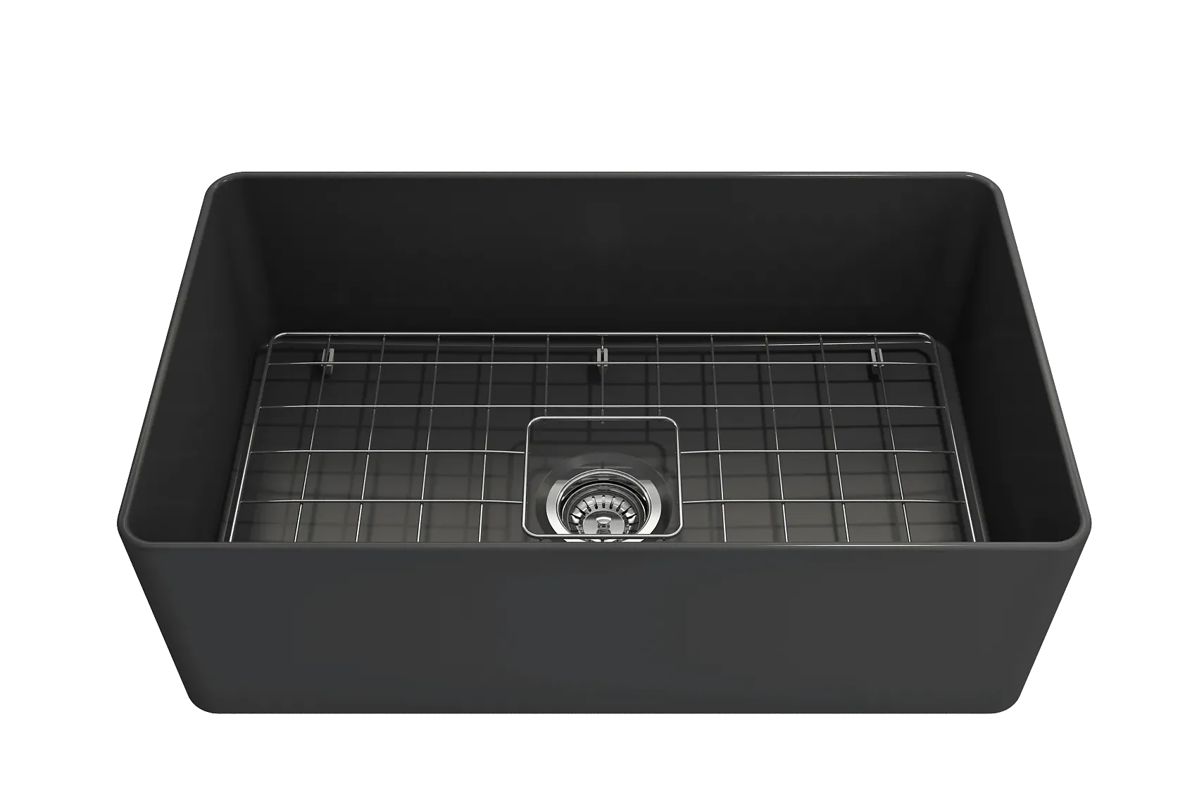 BOCCHI Aderci Ultra-Slim 30" Fireclay Farmhouse Sink, Matte Dark Gray, 1481-020-0120