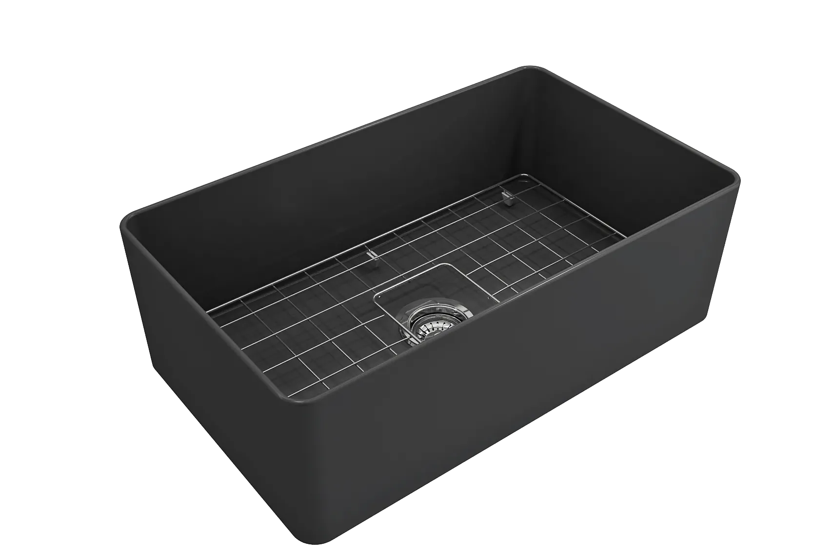 BOCCHI Aderci Ultra-Slim 30" Fireclay Farmhouse Sink, Matte Dark Gray, 1481-020-0120