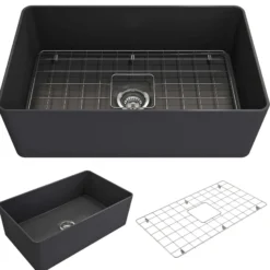 BOCCHI Aderci Ultra-Slim 30" Fireclay Farmhouse Sink, Matte Brown, 1481-025-0120
