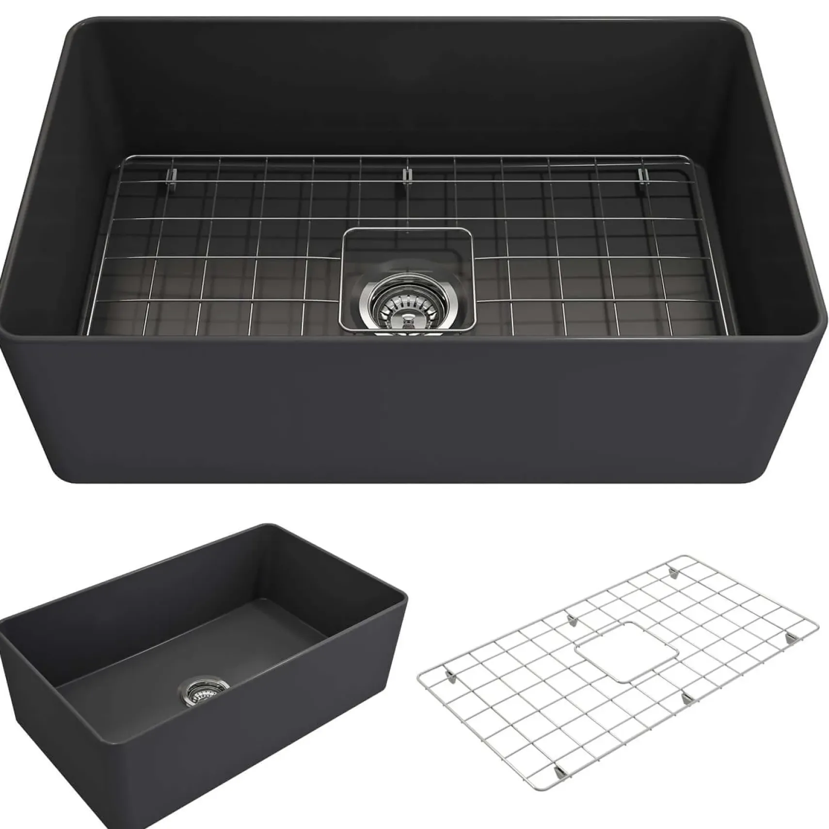 BOCCHI Aderci Ultra-Slim 30" Fireclay Farmhouse Sink, Matte Brown, 1481-025-0120
