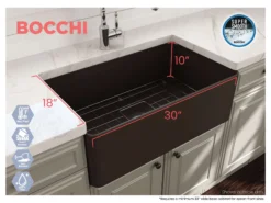 BOCCHI Aderci Ultra-Slim 30" Fireclay Farmhouse Sink, Matte Brown, 1481-025-0120