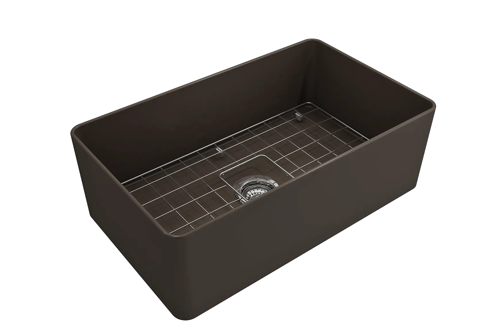 BOCCHI Aderci Ultra-Slim 30" Fireclay Farmhouse Sink, Matte Brown, 1481-025-0120