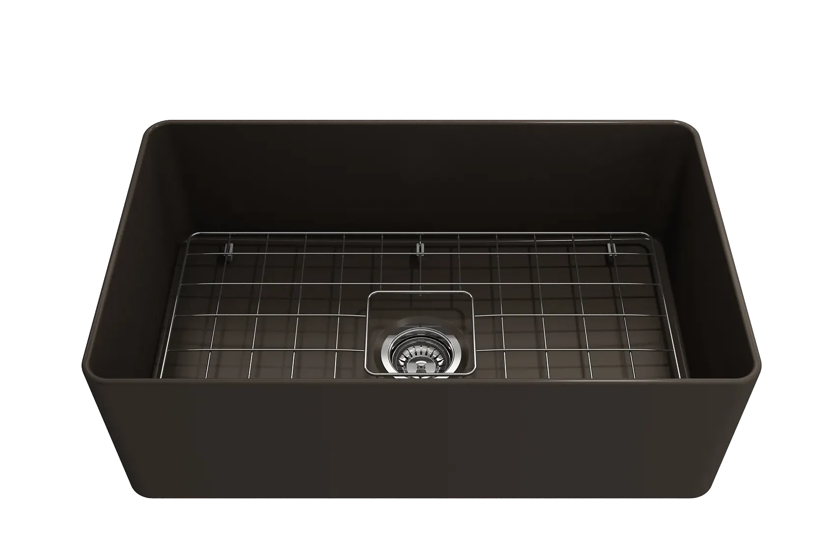 BOCCHI Aderci Ultra-Slim 30" Fireclay Farmhouse Sink, Matte Brown, 1481-025-0120