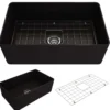 BOCCHI Aderci Ultra-Slim 30" Fireclay Farmhouse Sink, Matte Black, 1481-004-0120
