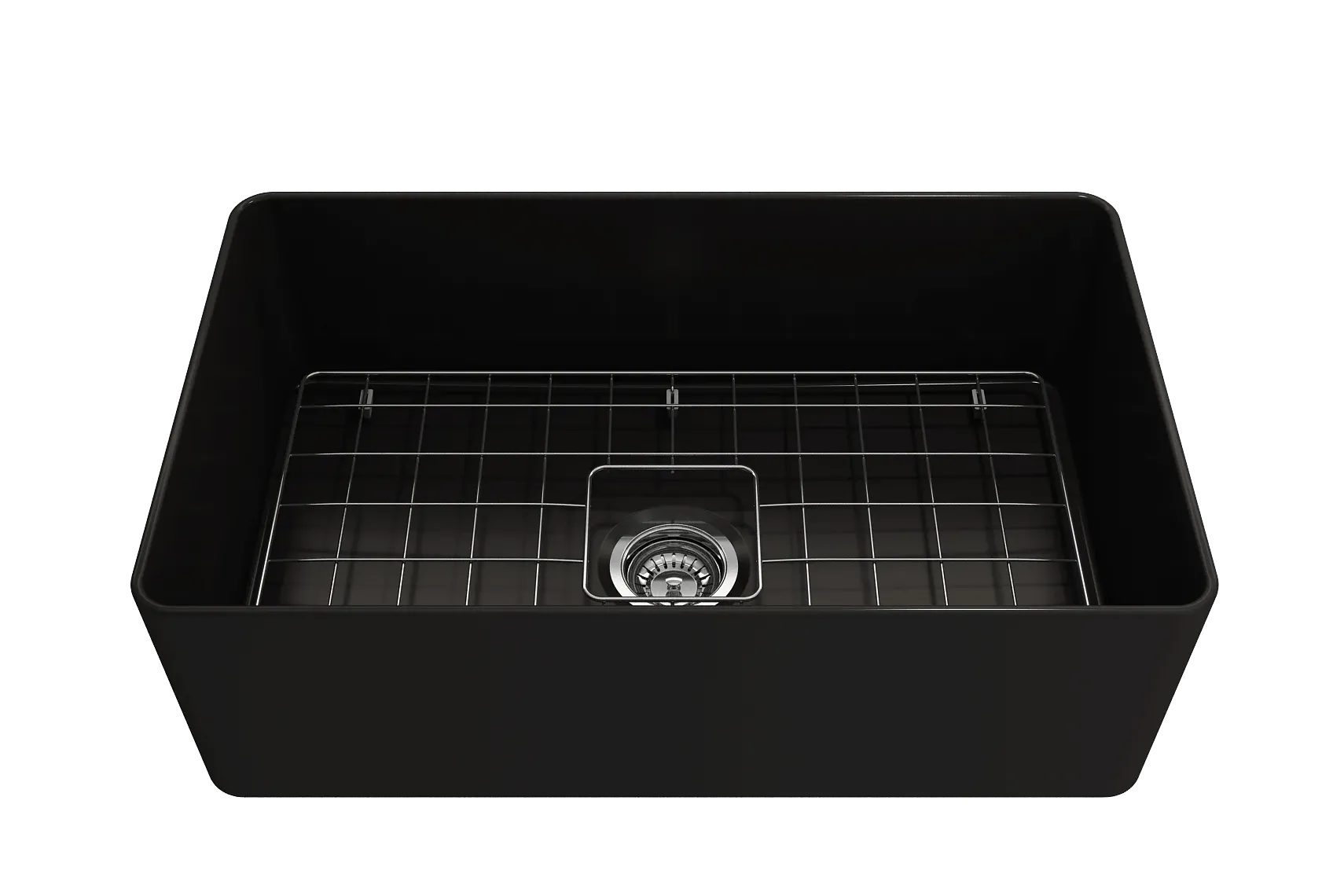 BOCCHI Aderci Ultra-Slim 30" Fireclay Farmhouse Sink, Matte Black, 1481-004-0120