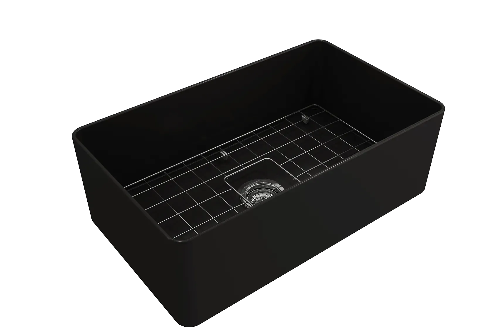 BOCCHI Aderci Ultra-Slim 30" Fireclay Farmhouse Sink, Matte Black, 1481-004-0120