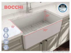 BOCCHI Aderci Ultra-Slim 30" Fireclay Farmhouse Sink, Matte White, 1481-002-0120