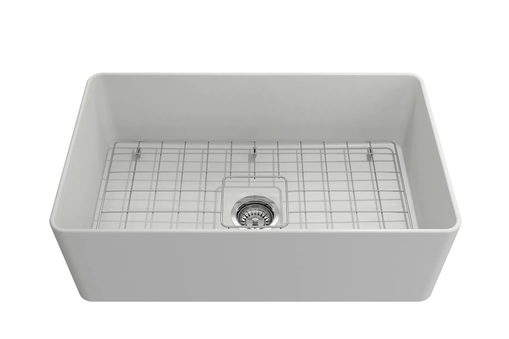 BOCCHI Aderci Ultra-Slim 30" Fireclay Farmhouse Sink, Matte White, 1481-002-0120