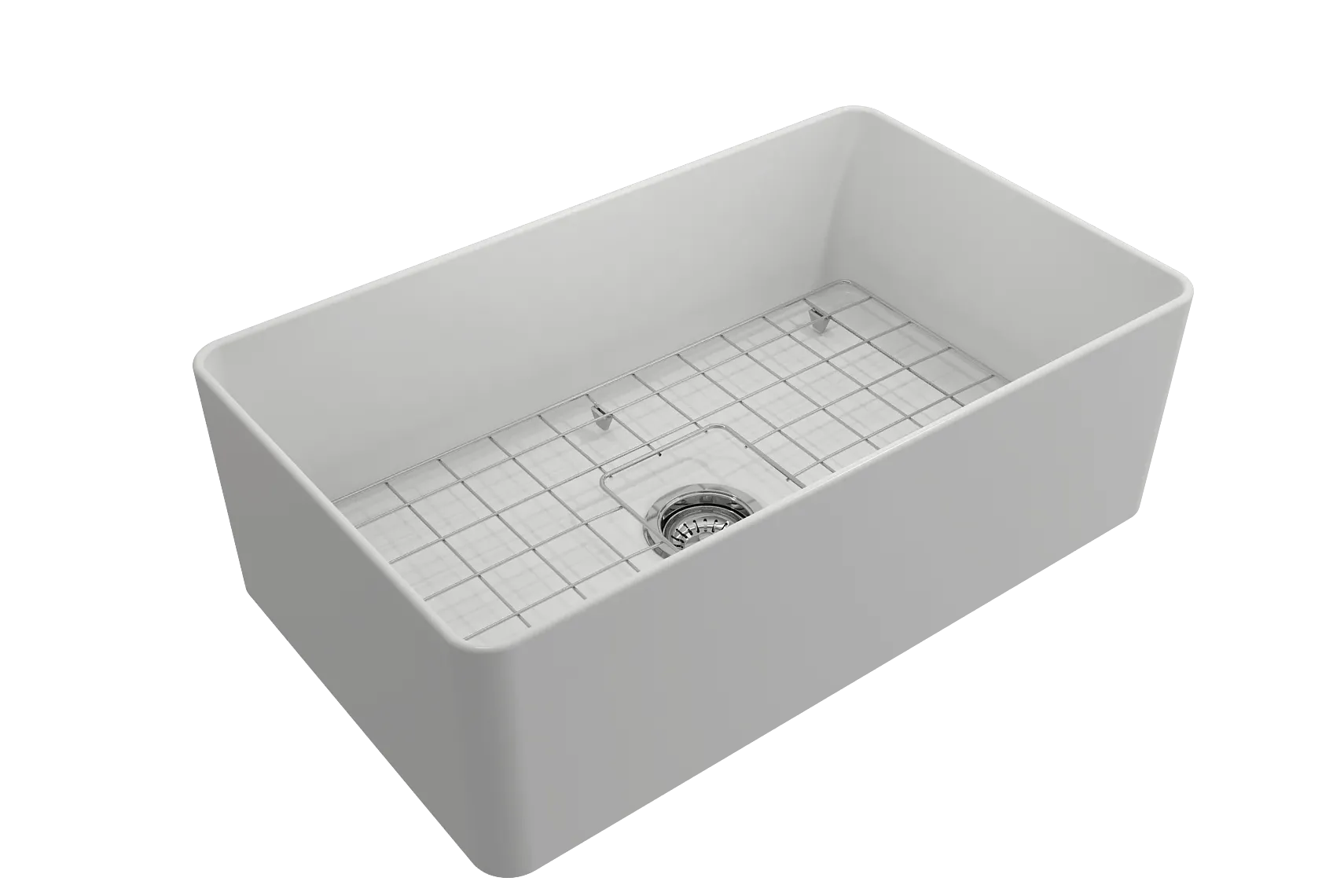 BOCCHI Aderci Ultra-Slim 30" Fireclay Farmhouse Sink, Matte White, 1481-002-0120