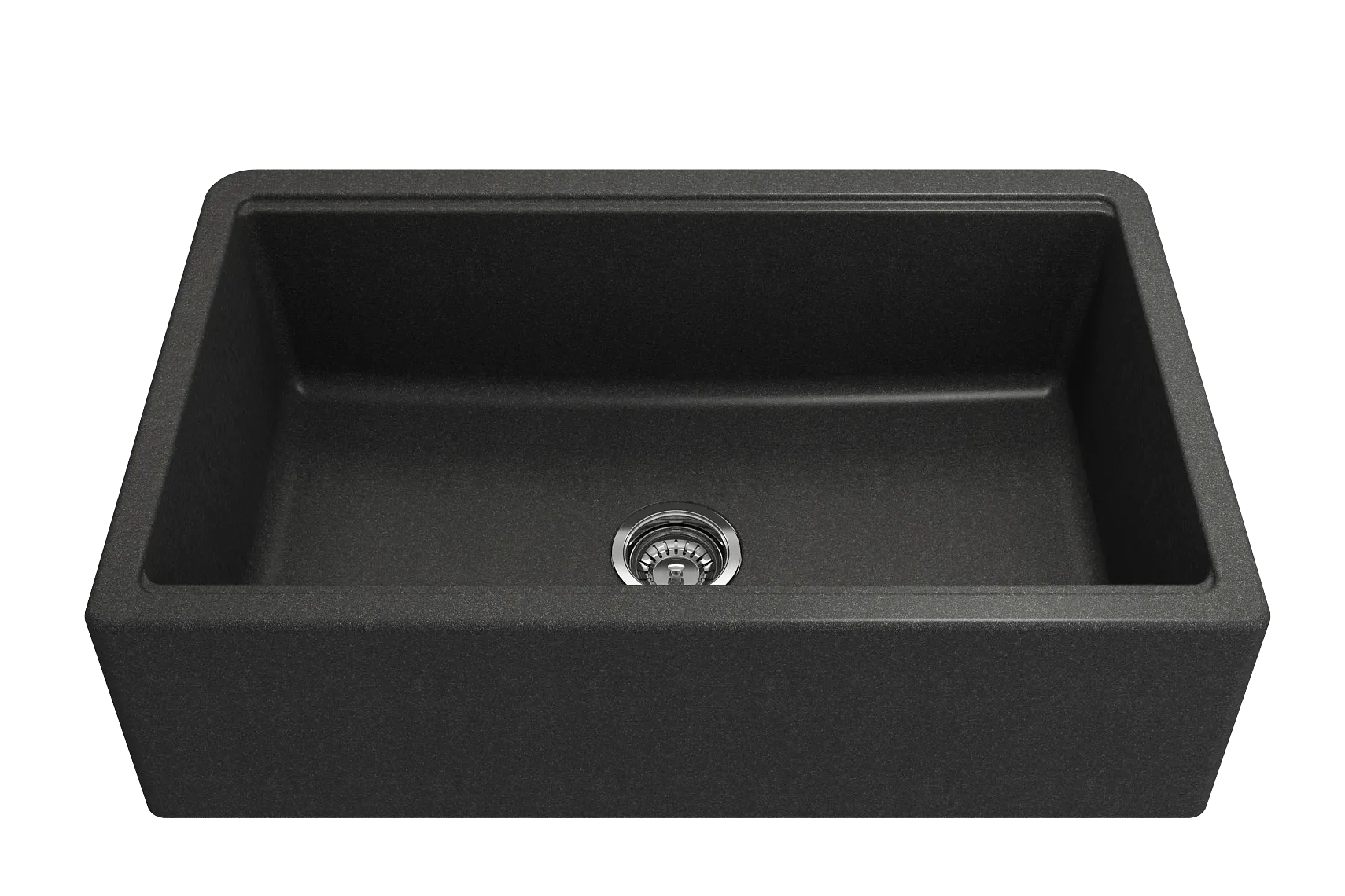 BOCCHI Arona 33" Composite Granite Workstation Farmhouse Sink with Accessories, Metallic Black, 1600-505-0120