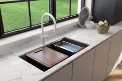 BOCCHI Baveno Lux 33" Dual Mount Granite Workstation Kitchen Sink Kit with Accessories, Matte Black, 1616-504-0126
