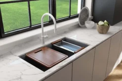 BOCCHI Baveno Lux 33" Dual Mount Granite Workstation Kitchen Sink Kit with Accessories, Concrete Gray, 1616-506-0126