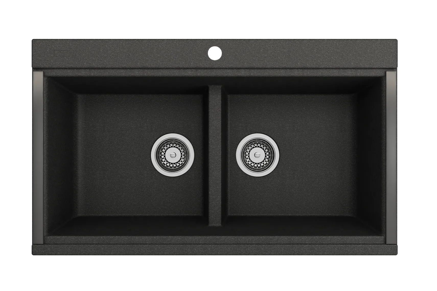 BOCCHI Baveno Lux 34" Undermount Granite Workstation Kitchen Sink Kit with Accessories, 50/50 Double Bowl, Metallic Black, 1618-505-0126