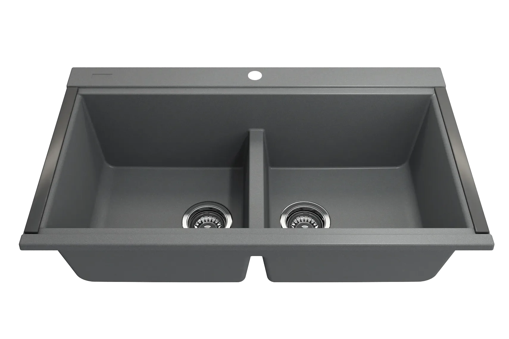 BOCCHI Baveno Lux 34" Undermount Granite Workstation Kitchen Sink Kit with Accessories, 50/50 Double Bowl, Concrete Gray, 1618-506-0126HP
