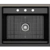 BOCCHI Baveno Uno 27" Dual Mount Fireclay Workstation Kitchen Sink Kit with Accessories, Black, 1633-005-0127