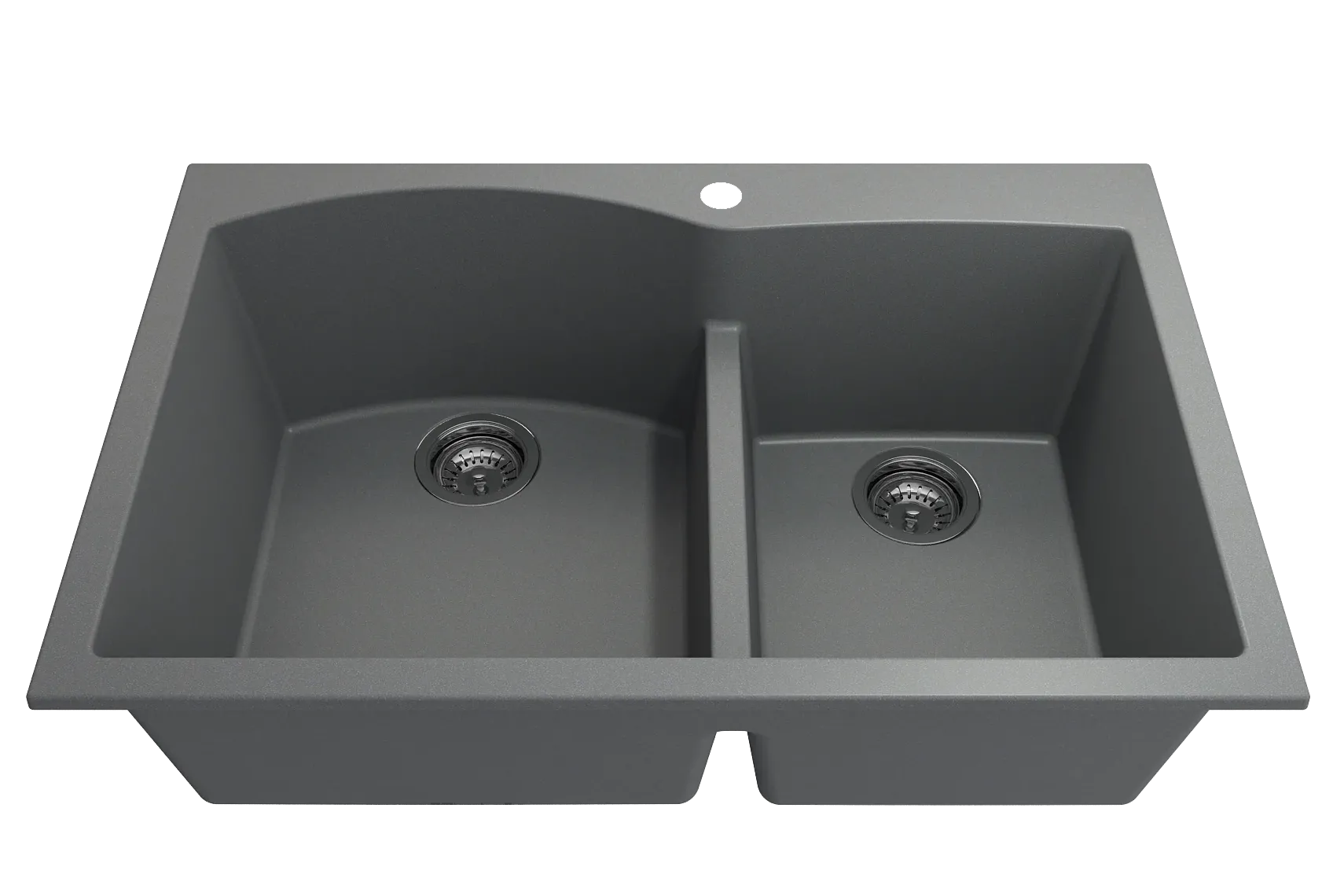 BOCCHI Campino Duo 33" Dual Mount Composite Granite Kitchen Sink, 60/40 Double Bowl, Concrete Gray, 1602-506-0126