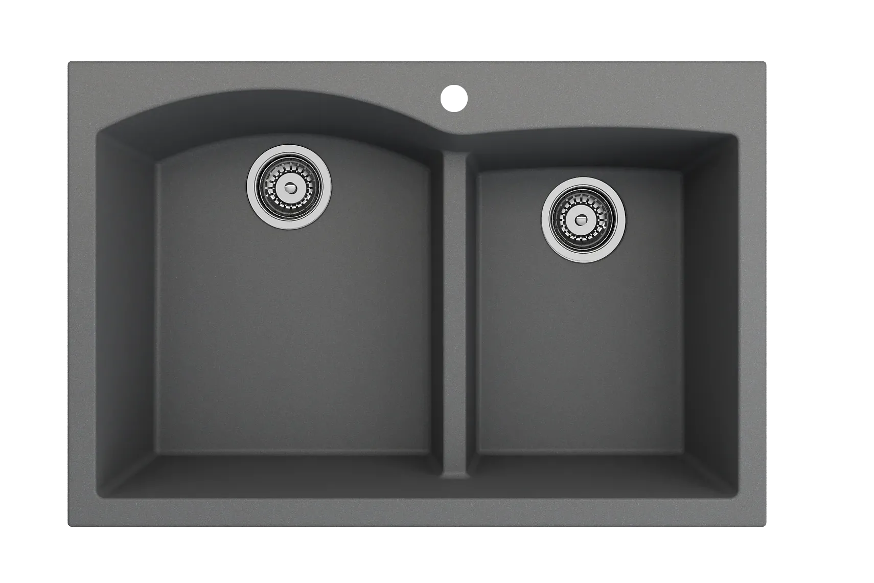 BOCCHI Campino Duo 33" Dual Mount Composite Granite Kitchen Sink, 60/40 Double Bowl, Concrete Gray, 1602-506-0126