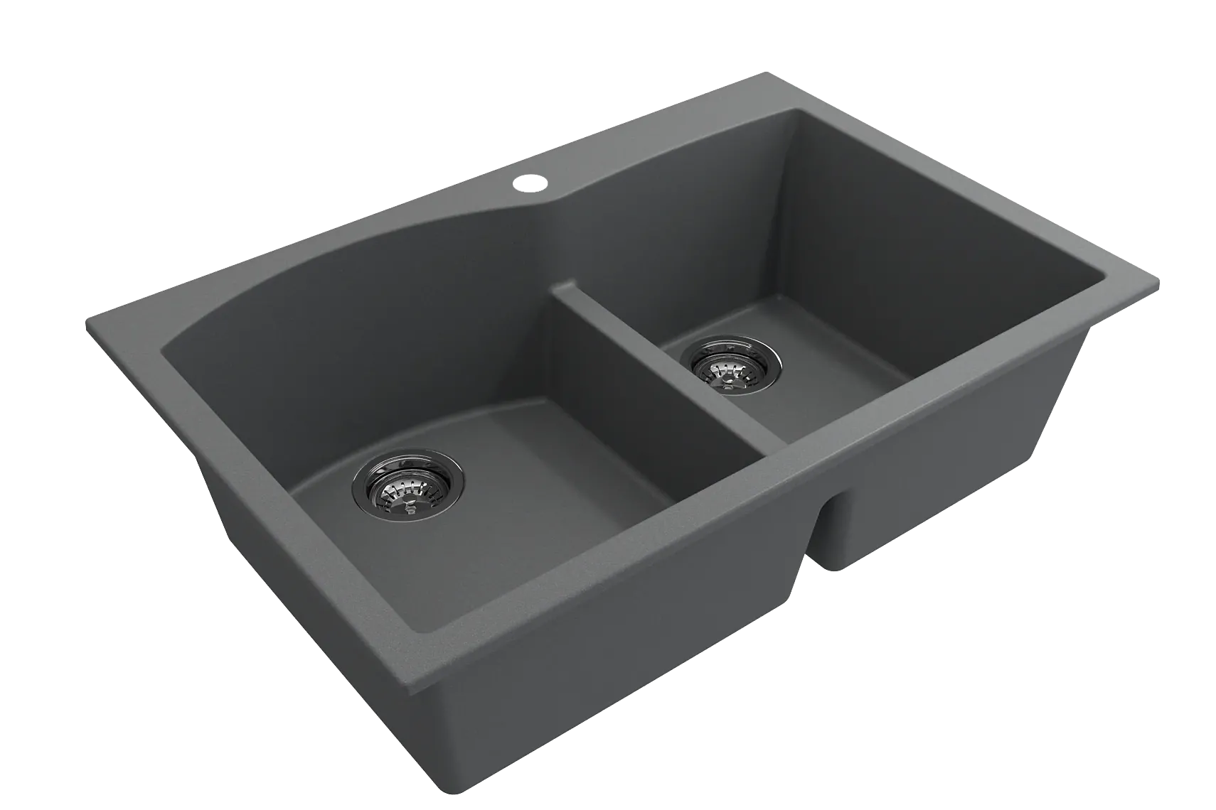 BOCCHI Campino Duo 33" Dual Mount Composite Granite Kitchen Sink, 60/40 Double Bowl, Concrete Gray, 1602-506-0126