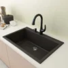 BOCCHI Campino Uno 33" Dual Mount Composite Granite Kitchen Sink, Matte Black, 1604-504-0126