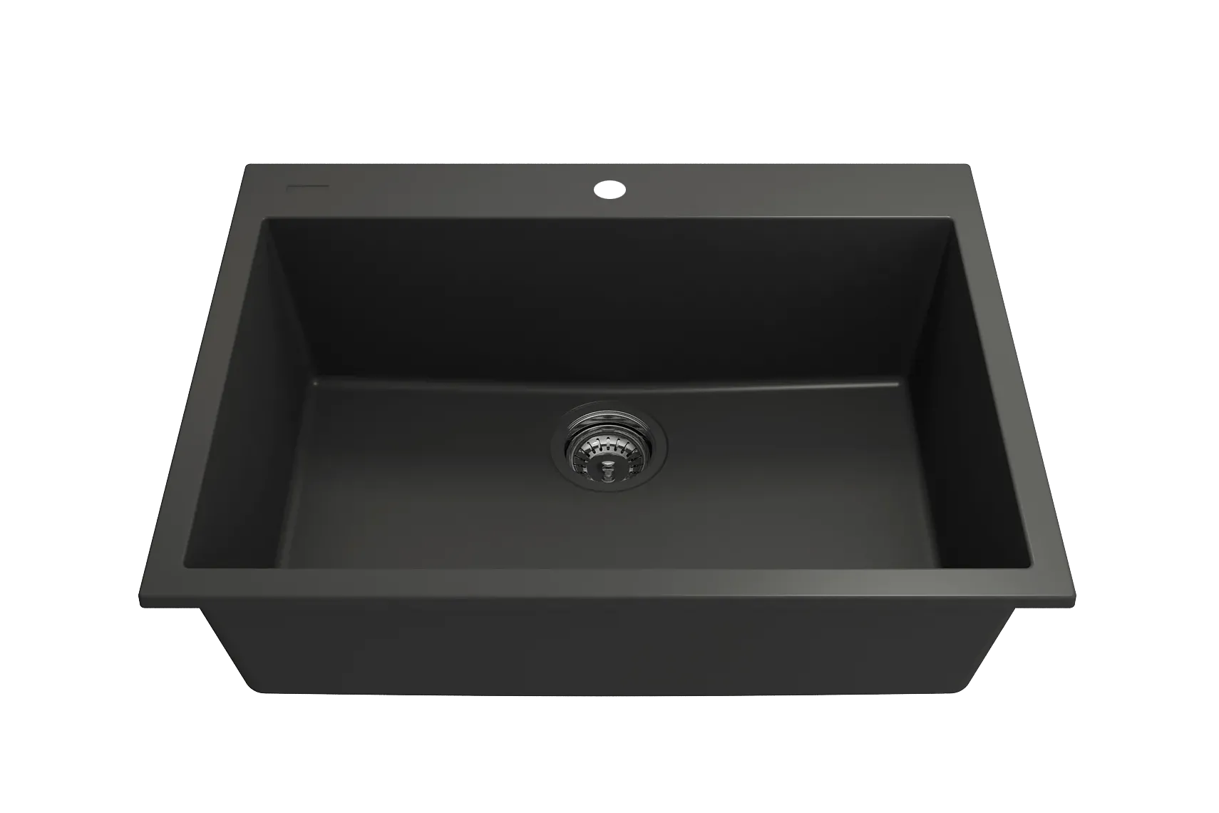 BOCCHI Campino Uno 27" Dual Mount Granite Kitchen Sink Kit, Matte Black, 1634-504-0126