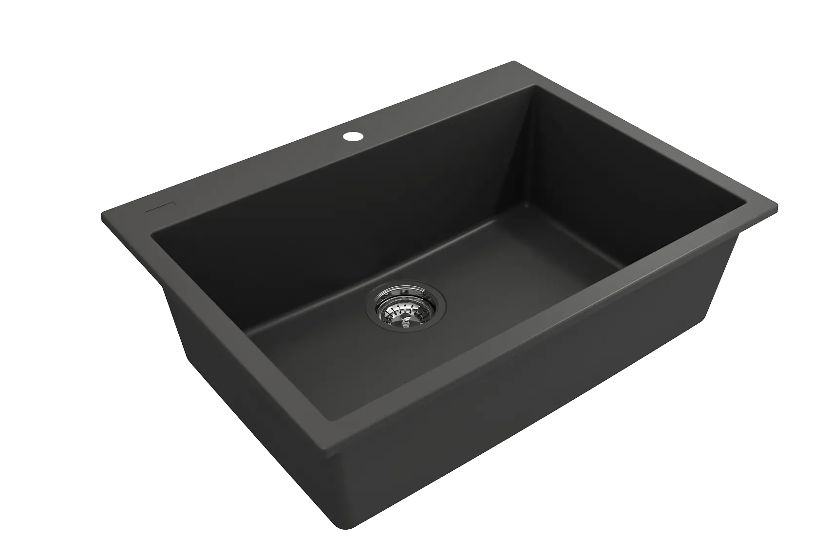 BOCCHI Campino Uno 27" Dual Mount Granite Kitchen Sink Kit, Matte Black, 1634-504-0126