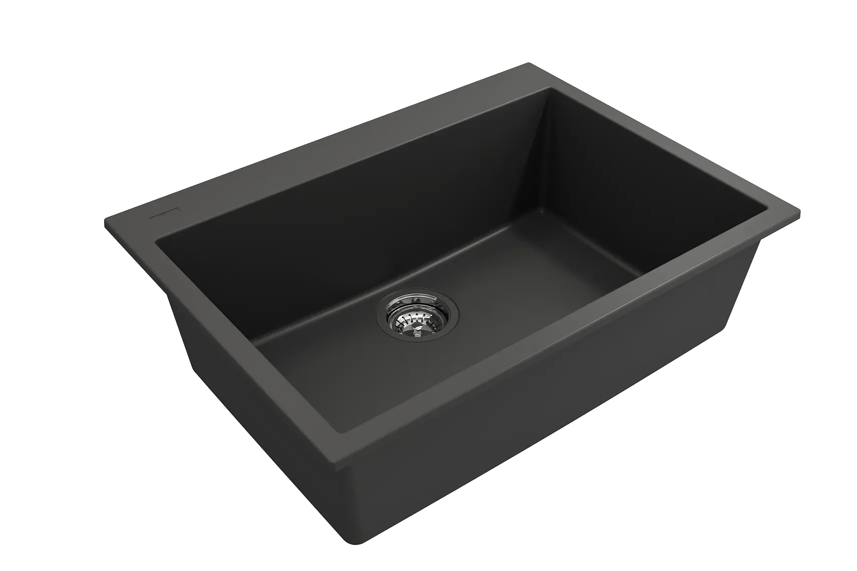 BOCCHI Campino Uno 27" Dual Mount Granite Kitchen Sink Kit, Matte Black, 1634-504-0126