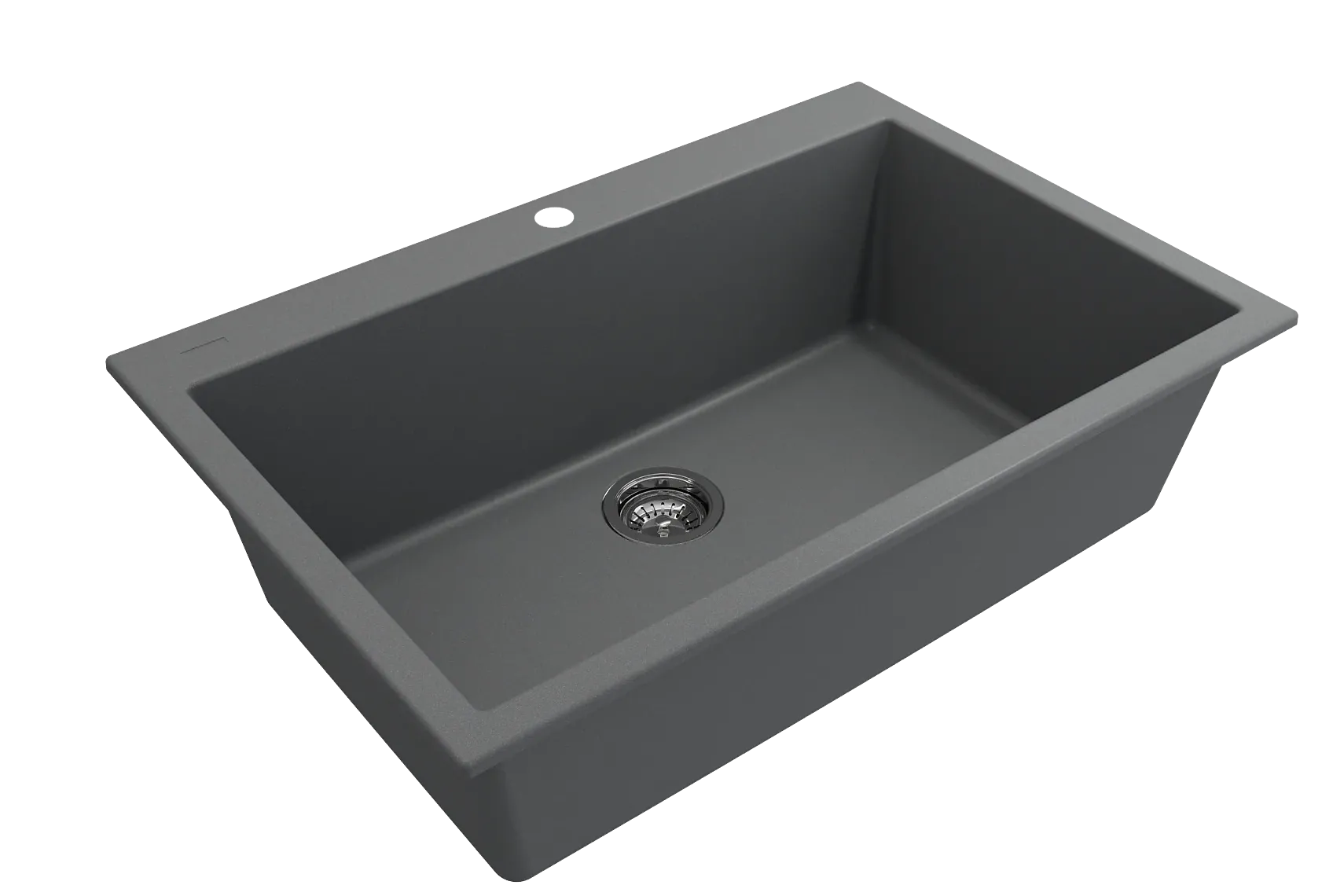 BOCCHI Campino Uno 33" Dual Mount Composite Granite Kitchen Sink, Concrete Gray, 1604-506-0126