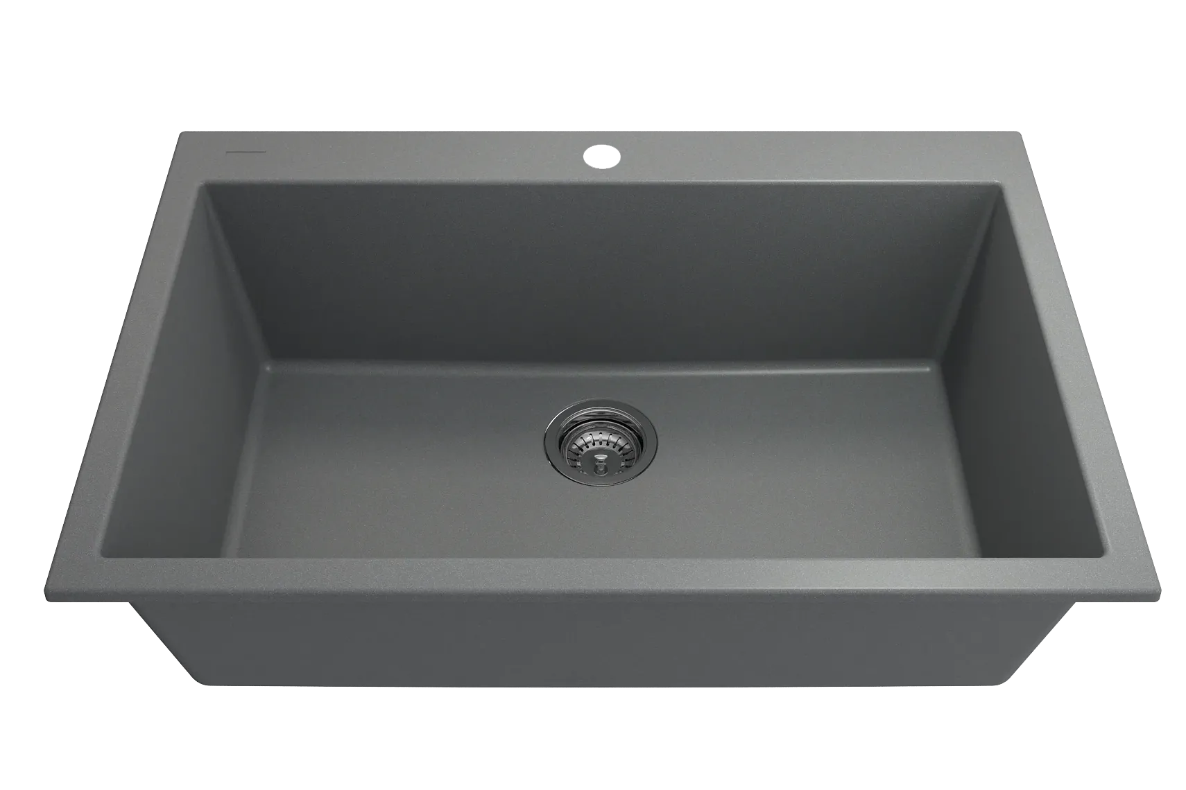 BOCCHI Campino Uno 33" Dual Mount Composite Granite Kitchen Sink, Concrete Gray, 1604-506-0126
