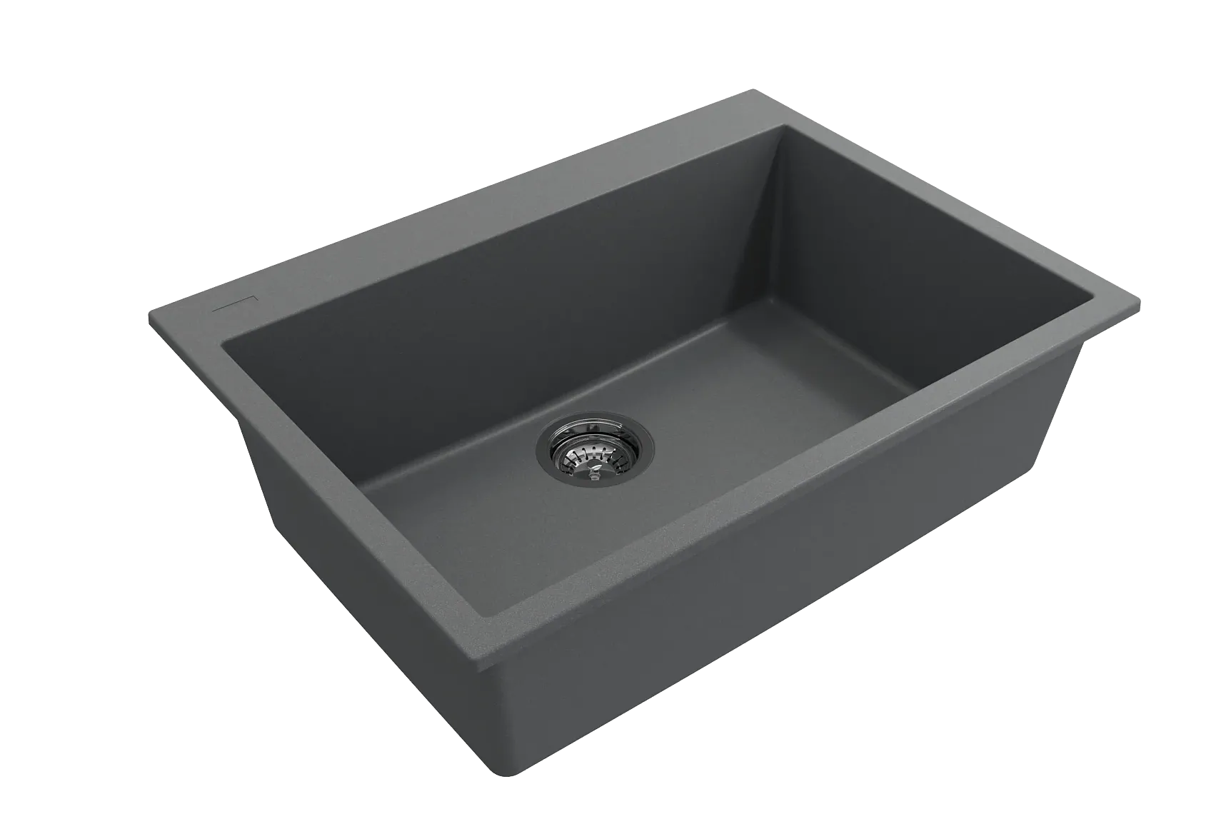 BOCCHI Campino Uno 27" Dual Mount Granite Kitchen Sink Kit, Concrete Gray, 1634-506-0126