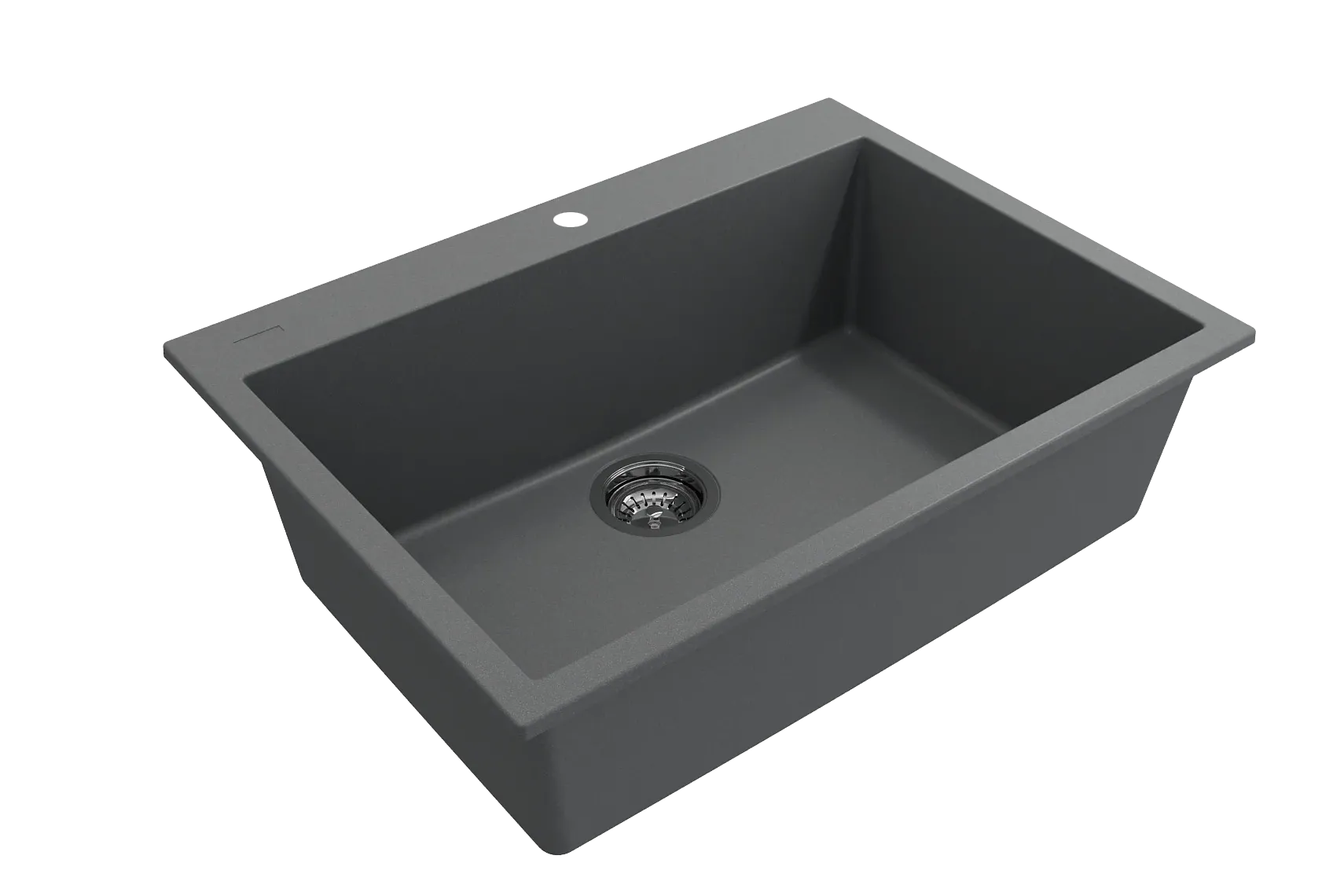 BOCCHI Campino Uno 27" Dual Mount Granite Kitchen Sink Kit, Concrete Gray, 1634-506-0126