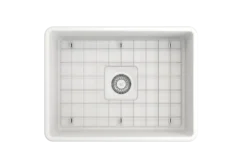 BOCCHI Classico 24" Fireclay Farmhouse Apron Single Bowl Kitchen Sink, Matte White, 1137-002-0120