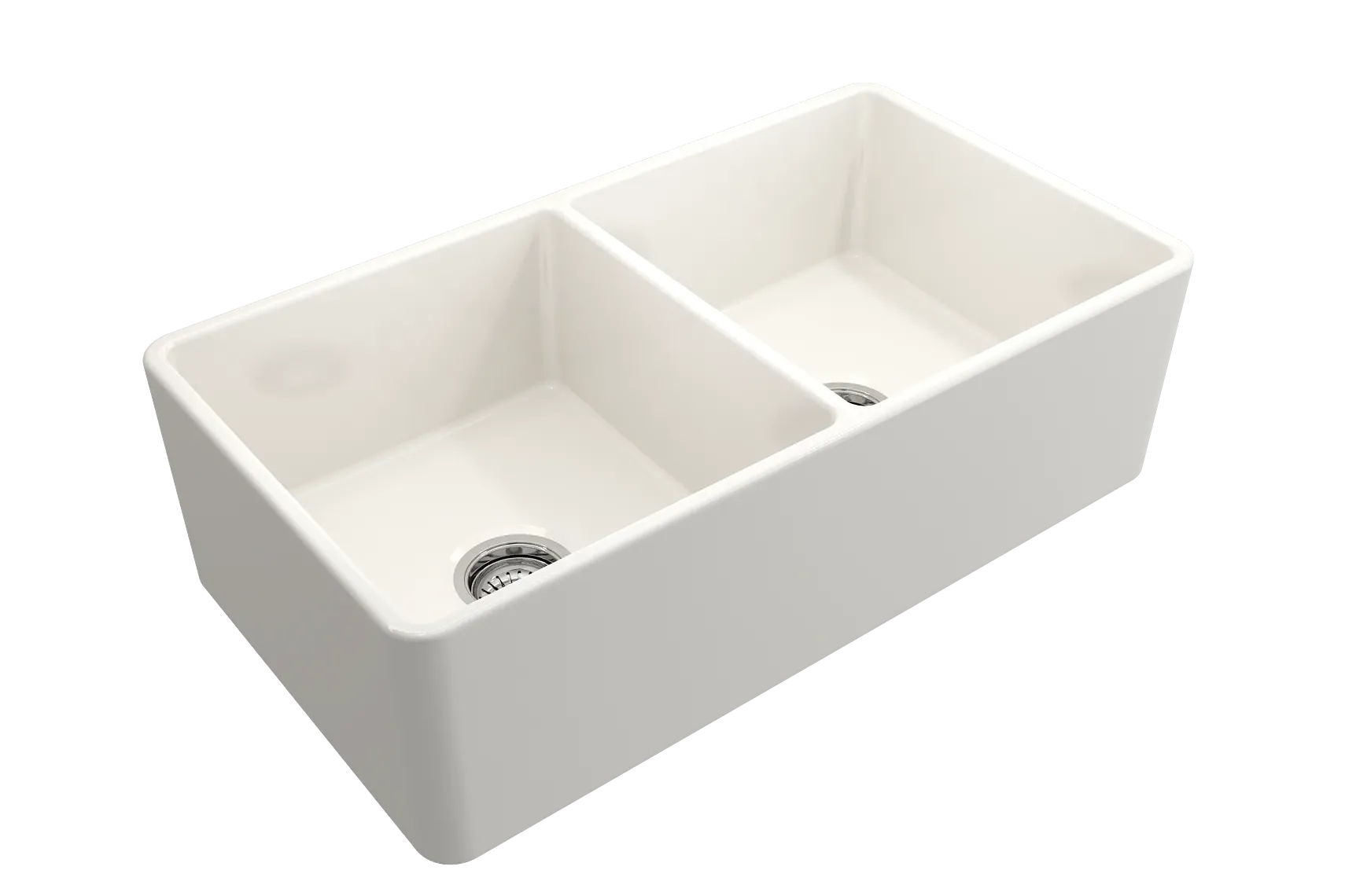 BOCCHI Classico 33" Fireclay Farmhouse Apron 50/50 Double Bowl Kitchen Sink, Biscuit, 1139-014-0120