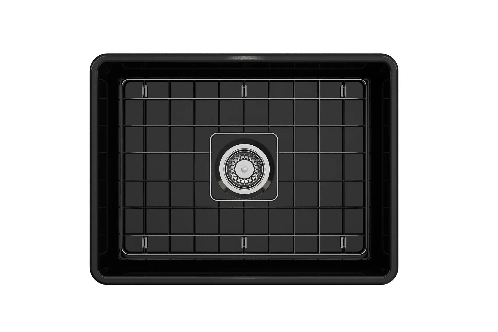 BOCCHI Classico 24" Fireclay Farmhouse Apron Single Bowl Kitchen Sink, Black, 1137-005-0120