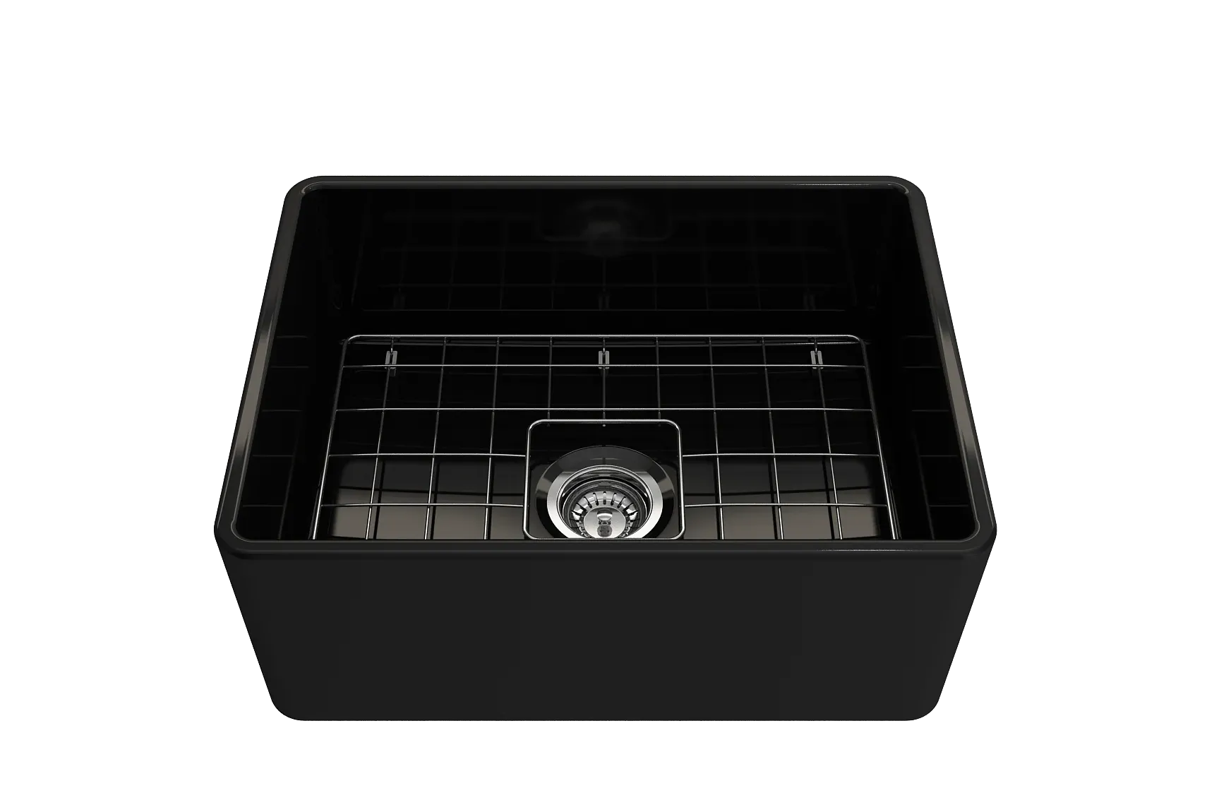 BOCCHI Classico 24" Fireclay Farmhouse Apron Single Bowl Kitchen Sink, Black, 1137-005-0120