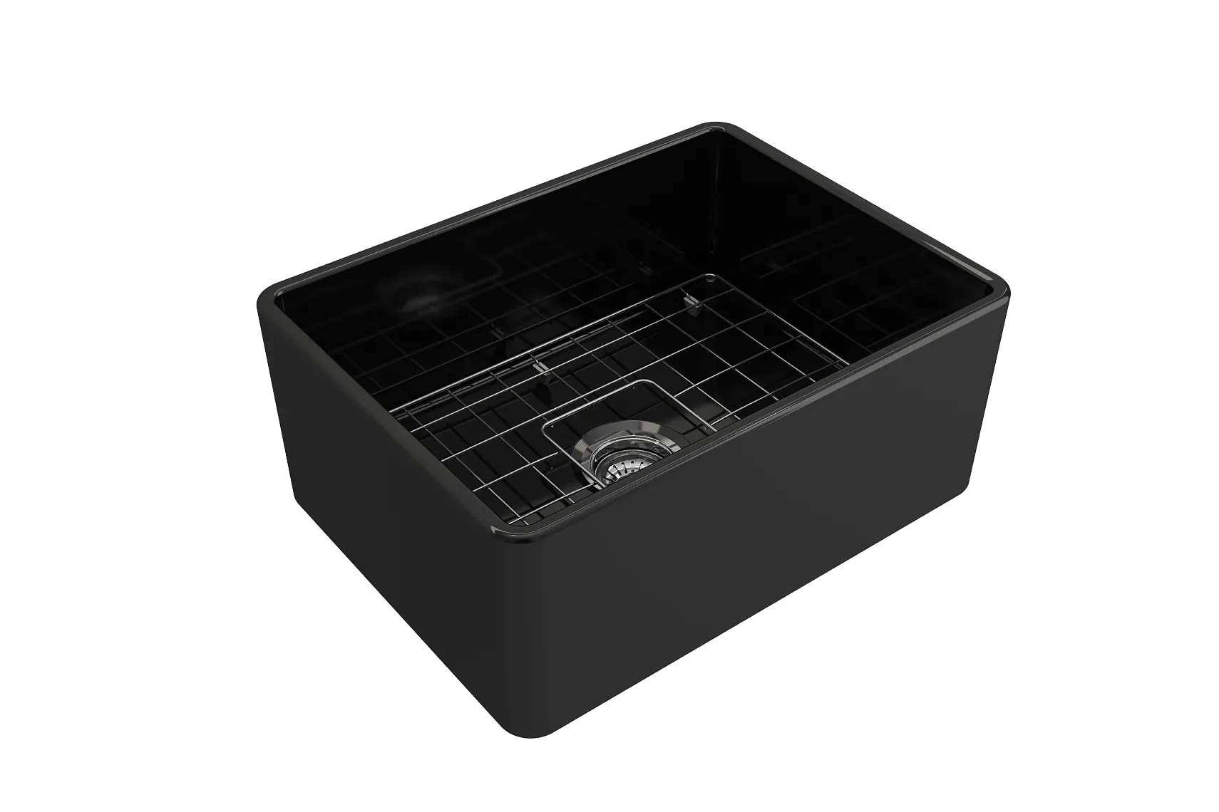 BOCCHI Classico 24" Fireclay Farmhouse Apron Single Bowl Kitchen Sink, Black, 1137-005-0120