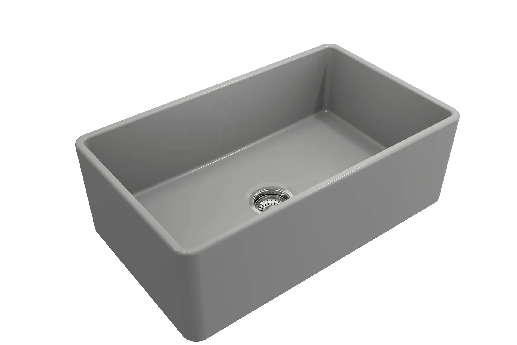 BOCCHI Classico 30" Fireclay Farmhouse Apron Single Bowl Kitchen Sink, Matte Gray, 1138-006-0120