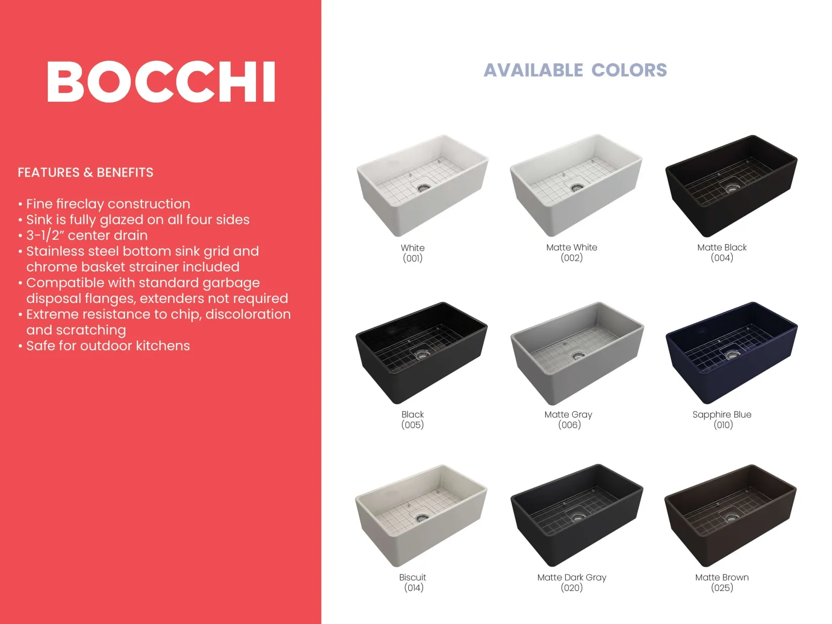 BOCCHI Classico 30" Fireclay Farmhouse Apron Single Bowl Kitchen Sink, Matte Gray, 1138-006-0120