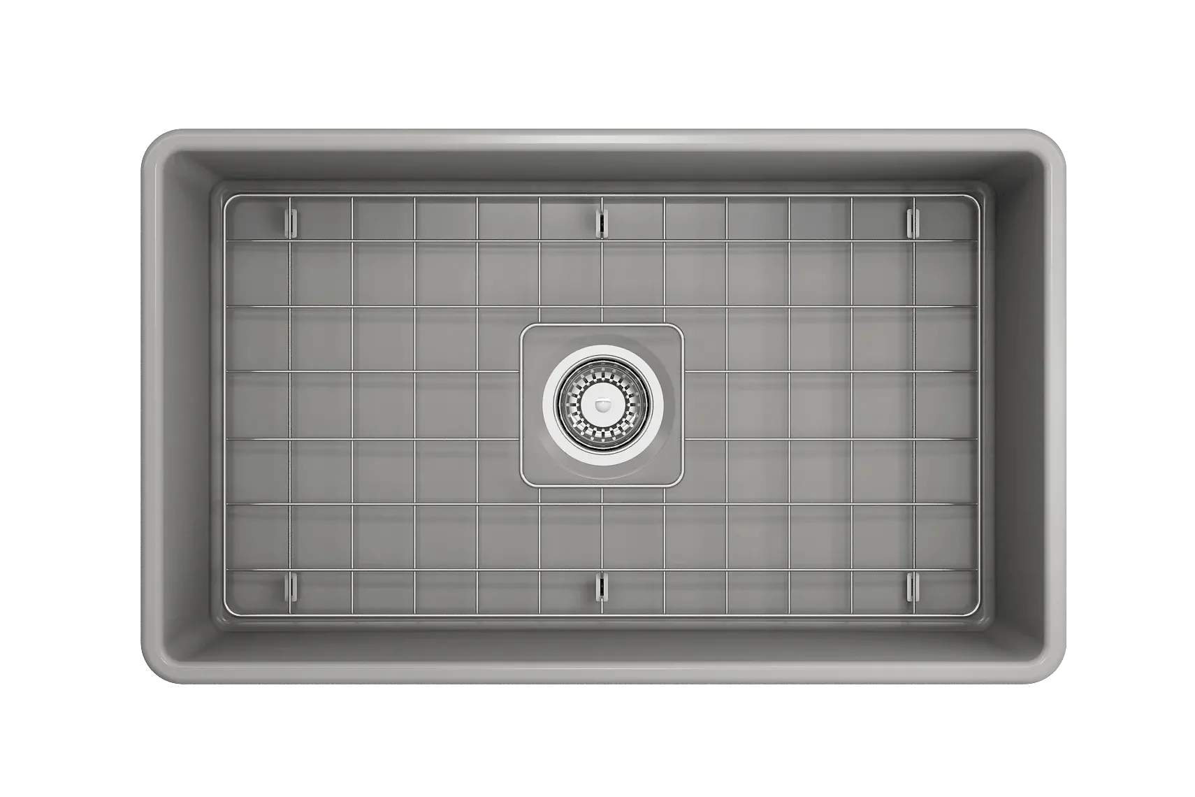 BOCCHI Classico 30" Fireclay Farmhouse Apron Single Bowl Kitchen Sink, Matte Gray, 1138-006-0120
