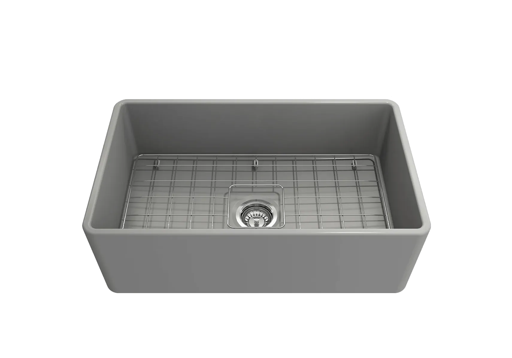 BOCCHI Classico 30" Fireclay Farmhouse Apron Single Bowl Kitchen Sink, Matte Gray, 1138-006-0120