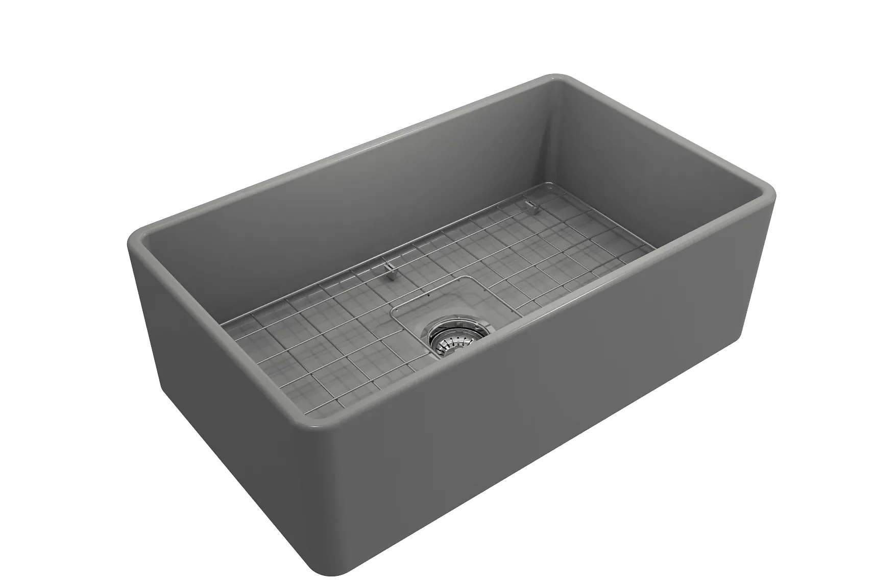 BOCCHI Classico 30" Fireclay Farmhouse Apron Single Bowl Kitchen Sink, Matte Gray, 1138-006-0120