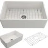 BOCCHI Classico 30" Fireclay Farmhouse Apron Single Bowl Kitchen Sink, White, 1138-001-0120